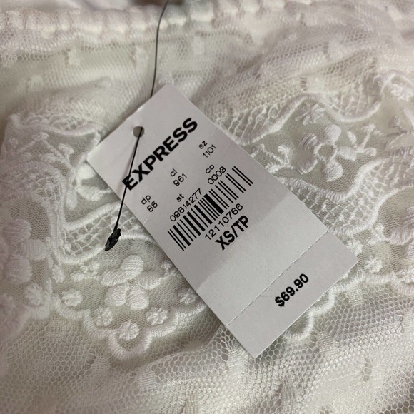 Vntg NWT Express 90s Y2K‎ White Lace Sheer Lined Top Blouse XS Fairy Cottagecore - Picture 5 of 8